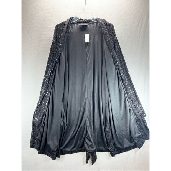 NWT Black Sequin Duster Cardigan Lane Bryant Plus Sz 20 Holiday Club Goth Glam - Picture 8 of 13